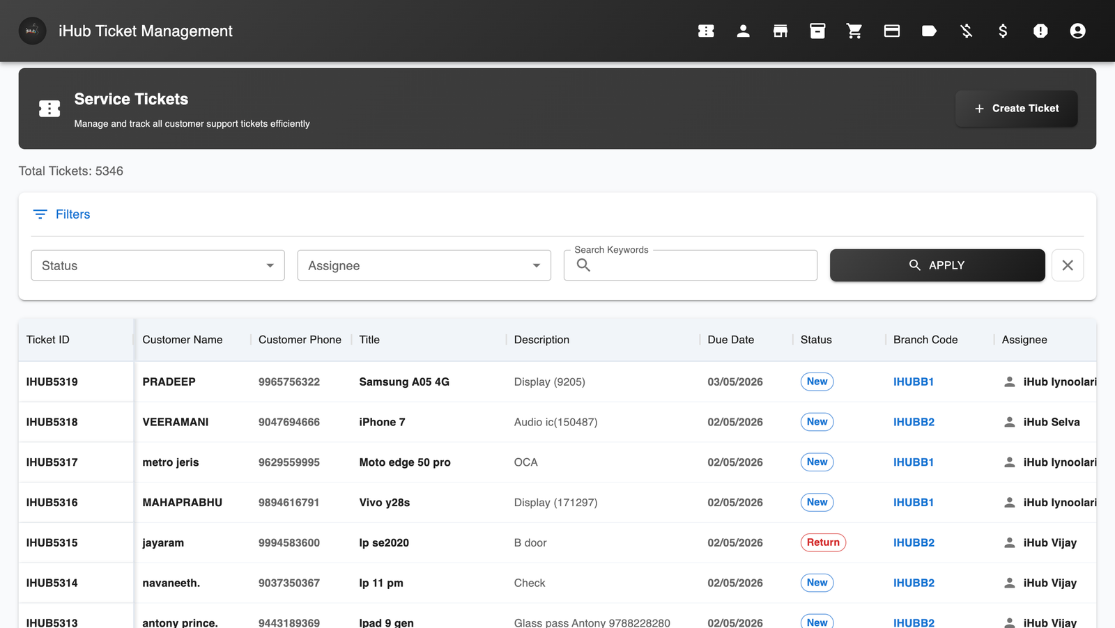 iHub Ticket Management